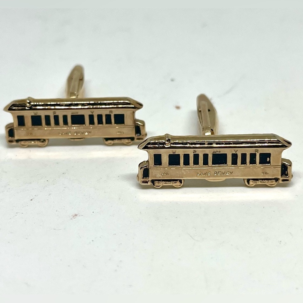 Vintage Pioneer Trolley Car Train Cuff Links